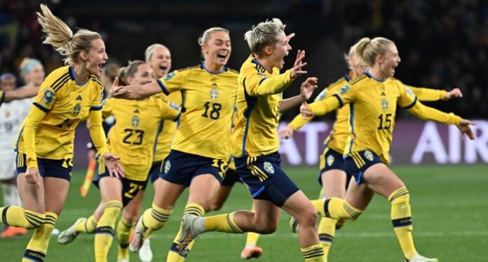 Sweden Women's Football Team Celebrating Victory