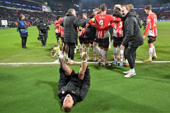 Psv Eindhoven Players Celebrating Goals In A Match