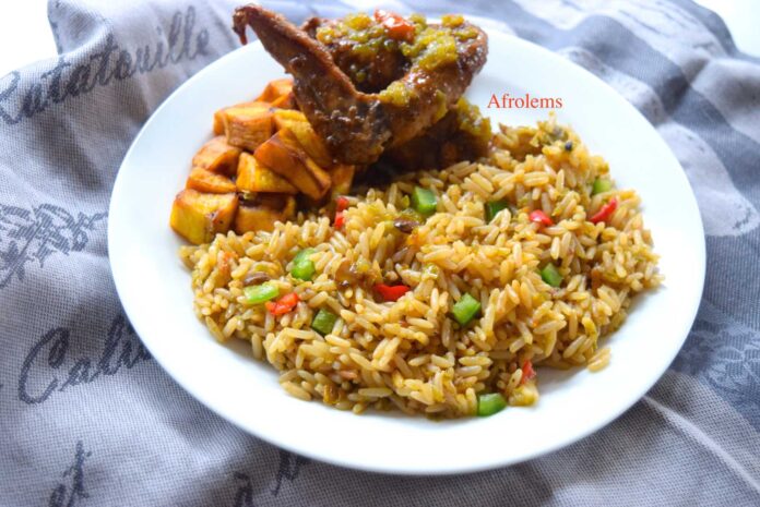 Nigerian Jollof Rice With Chicken And Plantain