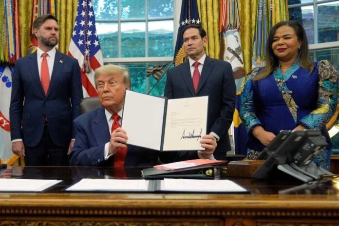 Donald Trump Signing Peace Board Agreement