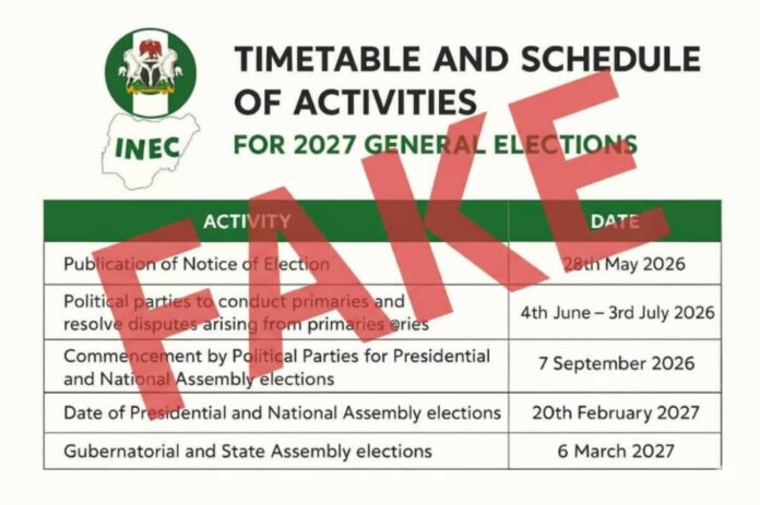 Inec Fake News Election Timetable