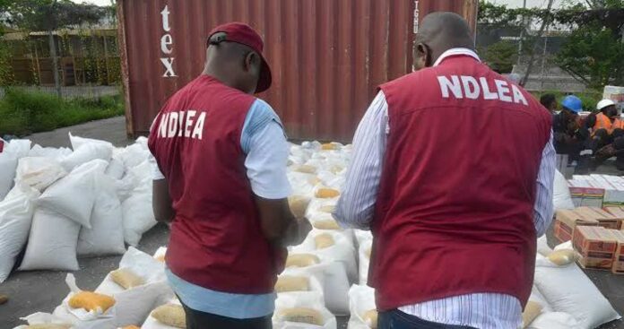 Ndlea Officers Inspecting Seized Drugs At Lagos Airport