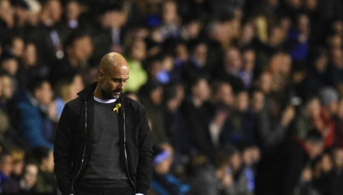 Pep Guardiola Celebrating Carabao Cup Win