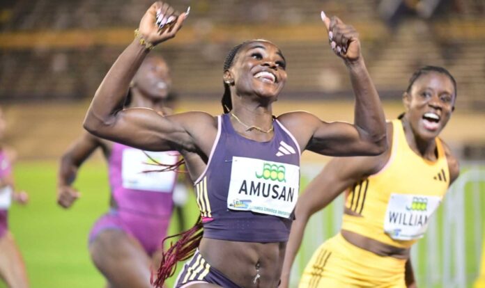 Tobi Amusan Running 200m Race Jamaica