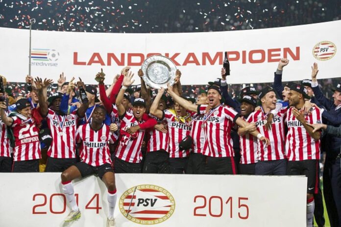 Psv Eindhoven Players Celebrating Eredivisie Title